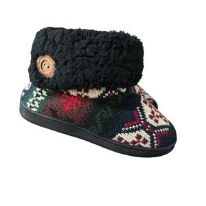 MUK LUKS Sherpa Fold Over Cuff Memory Foam Slipper Booties NEW Size Small